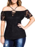 City Chic Plus Lace-up Off-the-shoulder Top