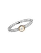 Lord & Taylor 11-12mm White Freshwater Pearl, Diamond And Two-tone Hammered Ring