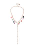 Betsey Johnson Mixed Flower Charm Layered Y-necklace