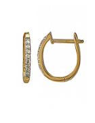 Lord & Taylor 14k Yellow Gold Hoop Earrings With Diamond Accents