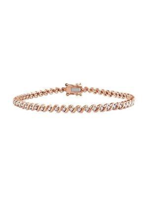 Sonatina 18k Rose Gold Plated Sterling Silver 0.5 Tcw Diamond Tennis Bracelet