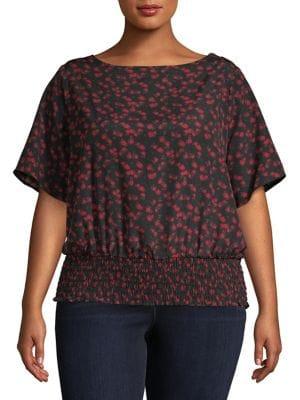 Michael Michael Kors Plus Floral-print Smocked Top