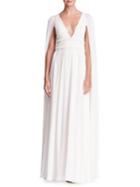 Marchesa Notte Cape-sleeve Silk Floor-length Dress