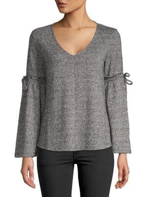 Ellen Tracy V-neck Flounce Sleeve Top