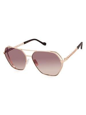 Jessica Simpson Goldtone 60mm Geometric Sunglasses