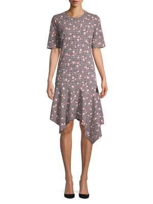 Ellen Tracy Floral Asymmetrical Dress