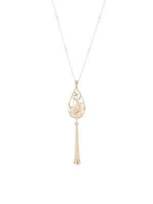 Carolee Starstruck Pearl & Crystal Tassel Pendant Necklace