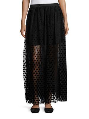 Free People Lace-trim And Velvet Dot Tulle Long Skirt