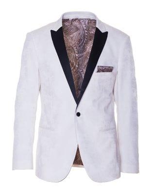 Paisley And Gray Slim-tailored Contrast Peak Tuxedo Jacket