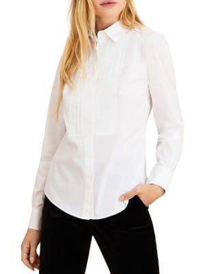 Brooks Brothers Red Fleece Cotton Tuxedo Blouse
