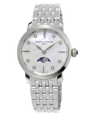 Frederique Constant Slimline Moonphase Stainless Steel Bracelet Watch