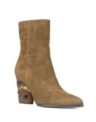 Donald J Pliner Embellished Heel Suede Booties