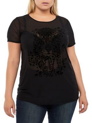 Addition Elle Love And Legend Plus Mesh Crewneck Top
