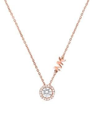 Michael Kors Rose Goldplated Sterling Silver And Cubic Zirconia Pendant Necklace