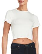Design Lab Lord & Taylor Short Sleeved Crewneck Cropped Top
