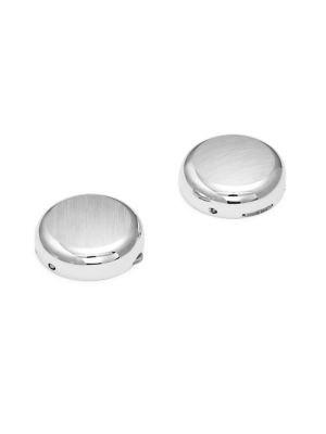 Black Brown Round Silvertone Button Cuff Covers