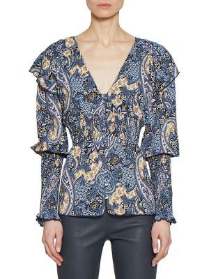 Walter Baker Floral-print Ruffle Top