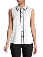 Karl Lagerfeld Paris Pleat-trimmed Sleeveless Button-down Shirt