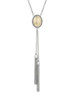 Lucky Brand September Chase Pave Fringe Lariat Necklace