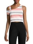 Design Lab Lord & Taylor Striped One-sleeved Crop Top