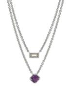 Lord & Taylor Amethyst, White Topaz And Sterling Silver Necklace