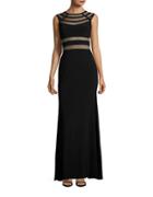 Betsy & Adam Mesh-accented Gown