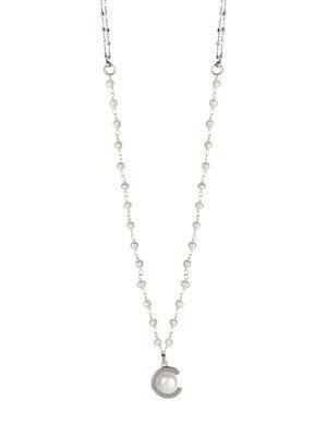 Carolee Silverplated And 3-3.5mm & 8mm Freshwater Pearl Rosary Chain Necklace