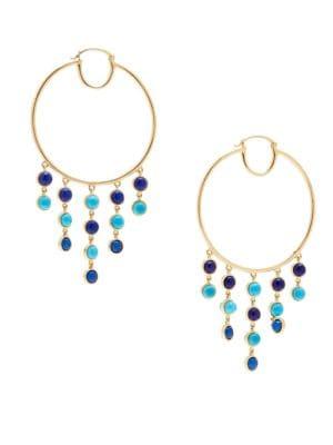 Sole Society Spring Waters Crystal Fringed Hoop Earrings