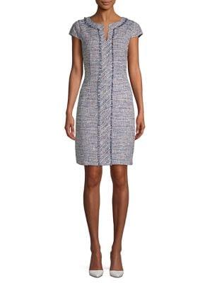 Karl Lagerfeld Paris Cap-sleeve Tweed Shift Dress