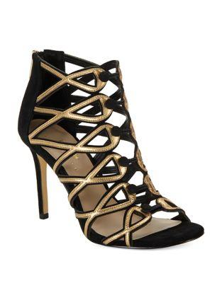424 Fifth Gizelle Suede Cage Heels