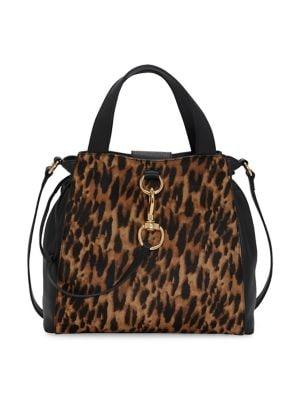 Vince Camuto Ames Leather-trimmed Leopard-print Calf Hair Satchel