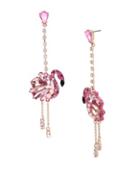 Betsey Johnson Critters Faux Pearl And Crystal Flamingo Linear Drop Earrings