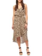 Democracy Ruffled Leopard-print Sleeveless Dress