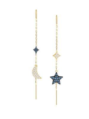 Swarovski Duo Moon Mixed-plated Chain Earrings