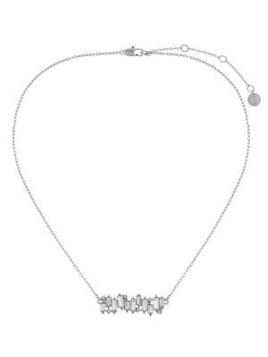 French Connection Crystal Baguette Bar Pendant Necklace