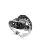 Effy Caviar Black Diamond And 14k White Gold Ring, 1.5 Tcw