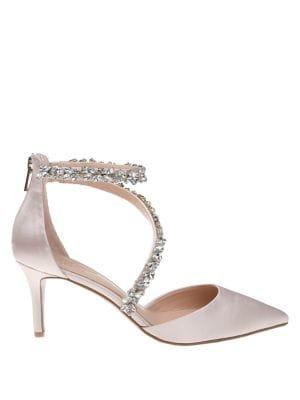 Jewel Badgley Mischka Jaylah Embellished Satin Ankle-strap Pumps