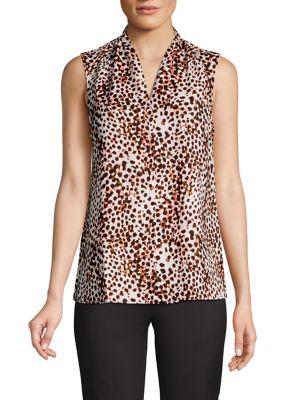 Lord & Taylor Sleeveless Printed Chiffon Blouse