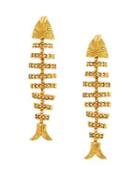 Oscar De La Renta Swarovski Crystal Linear Fish Earrings
