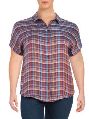 Lucky Brand Plus Plaid Button-front Shirt