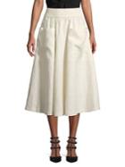 Donna Karan Smocked Waist Linen A-line Skirt