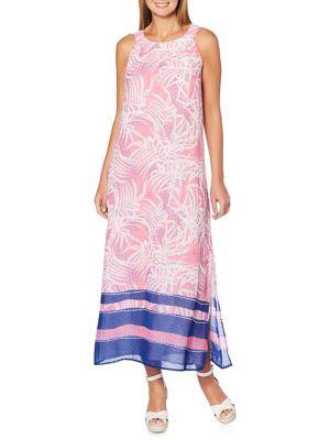 Rafaella Floral Stripe Halter Maxi Dress