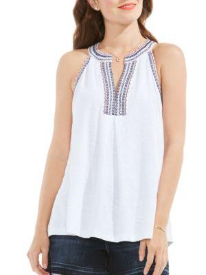 Two By Vince Camuto Embroidered Halter Tank Top