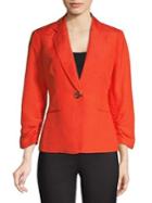 Kasper Gathered Long-sleeve Blazer
