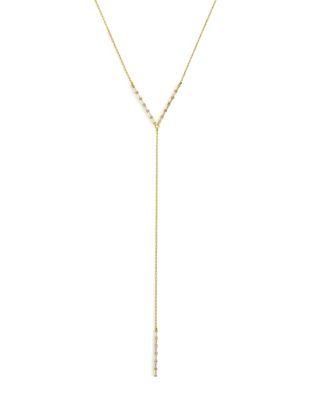Cole Haan Cubic Zirconia Baguettes-gd Stacked Y-necklace