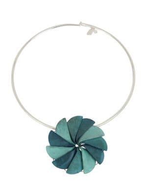 Robert Lee Morris Soho Ombre Silvertone Flower Collar Necklace