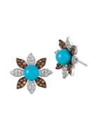 Le Vian Robins Egg Blue Turquoise&trade;, White Sapphire, Chocolate Quartz? And 14k Vanilla Gold? Earrings