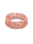 Lord & Taylor Sterling Silver And Cherry Quartz Three-row Bracelet