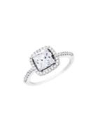 Lord & Taylor Rhodium-plated Sterling Silver And Cubic Zirconia Cushion Halo Engagement Ring