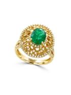 Effy Brasilica 14k Yellow Gold, Diamond And Natural Emerald Ring